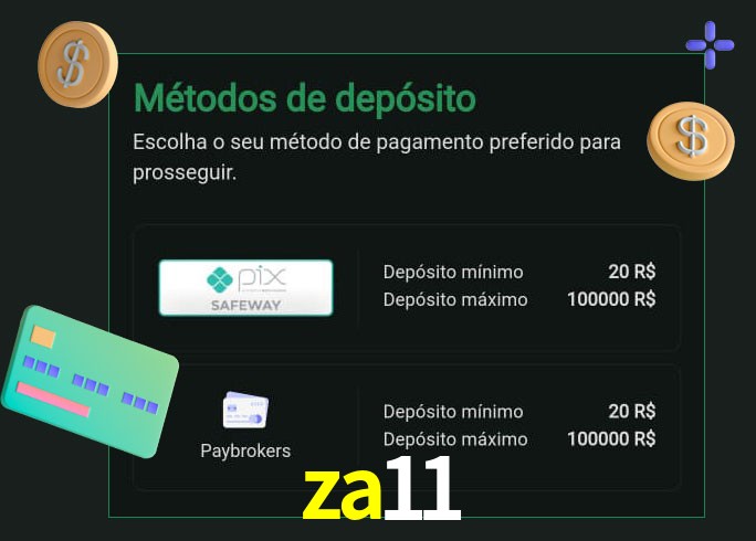 O cassino za11 oferece uma grande variedade de métodos de pagamento